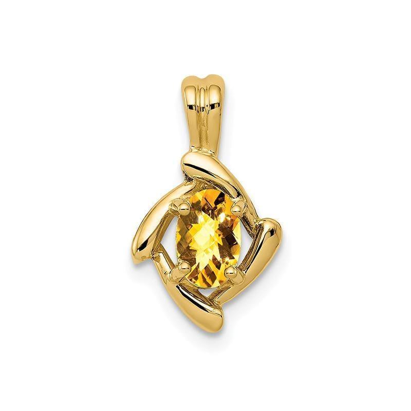 14k 6x4mm Oval Citrine Checker pendant - Seattle Gold Grillz