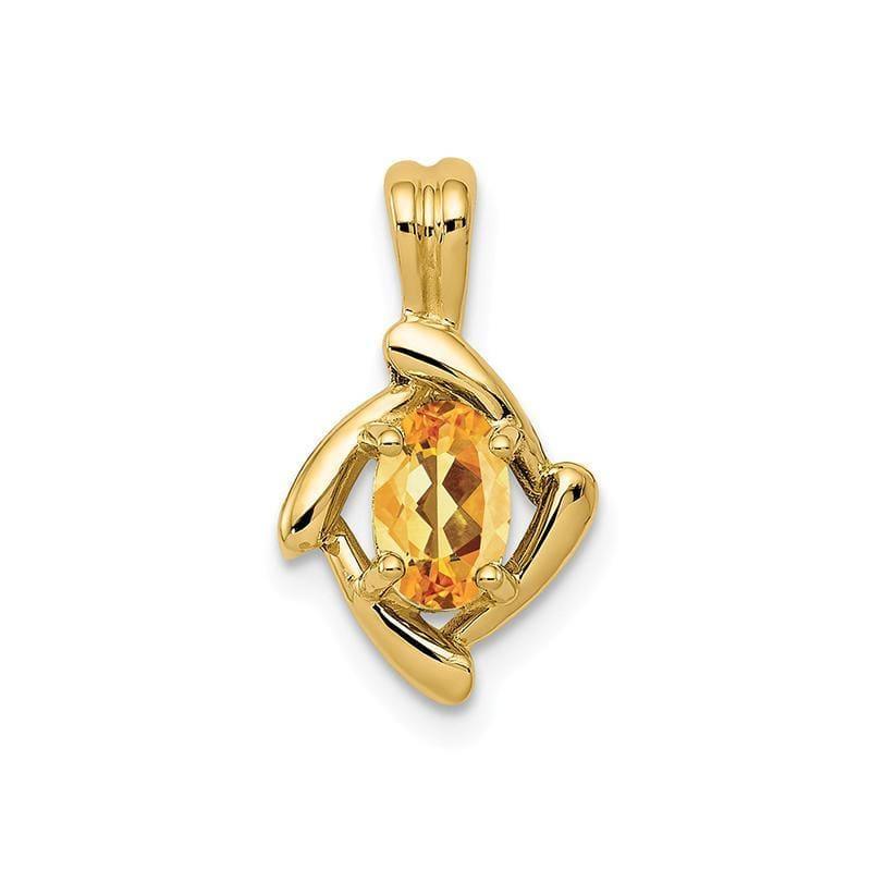 14k 6x4mm Oval Citrine pendant - Seattle Gold Grillz