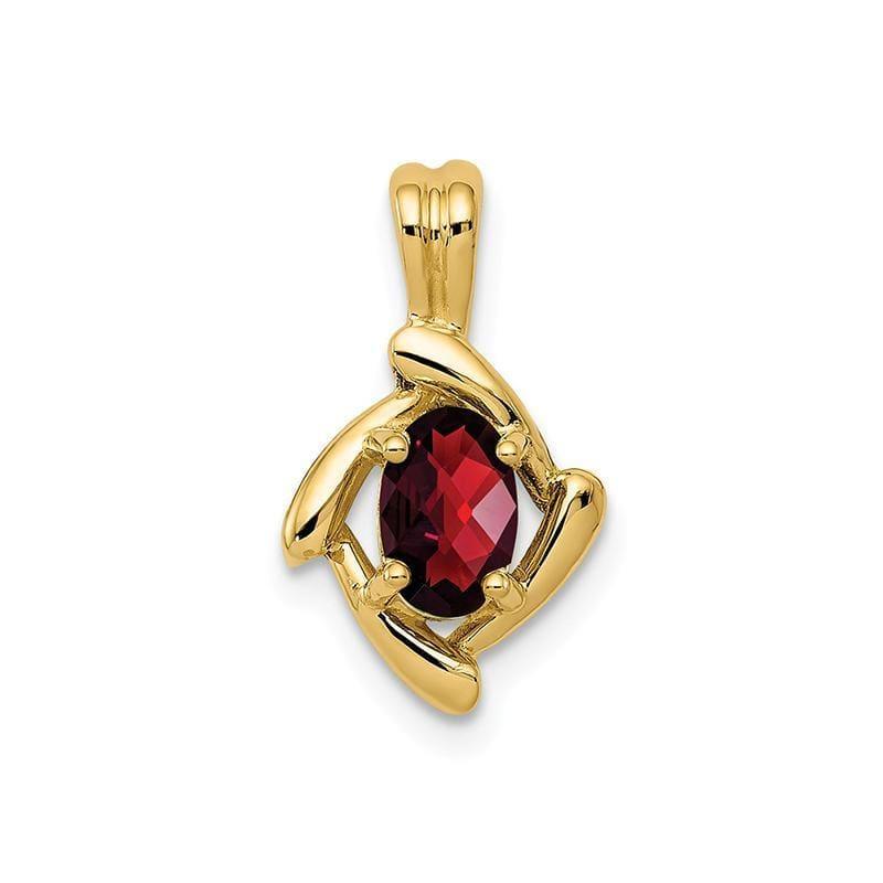 14k 6x4mm Oval Garnet Checker pendant - Seattle Gold Grillz