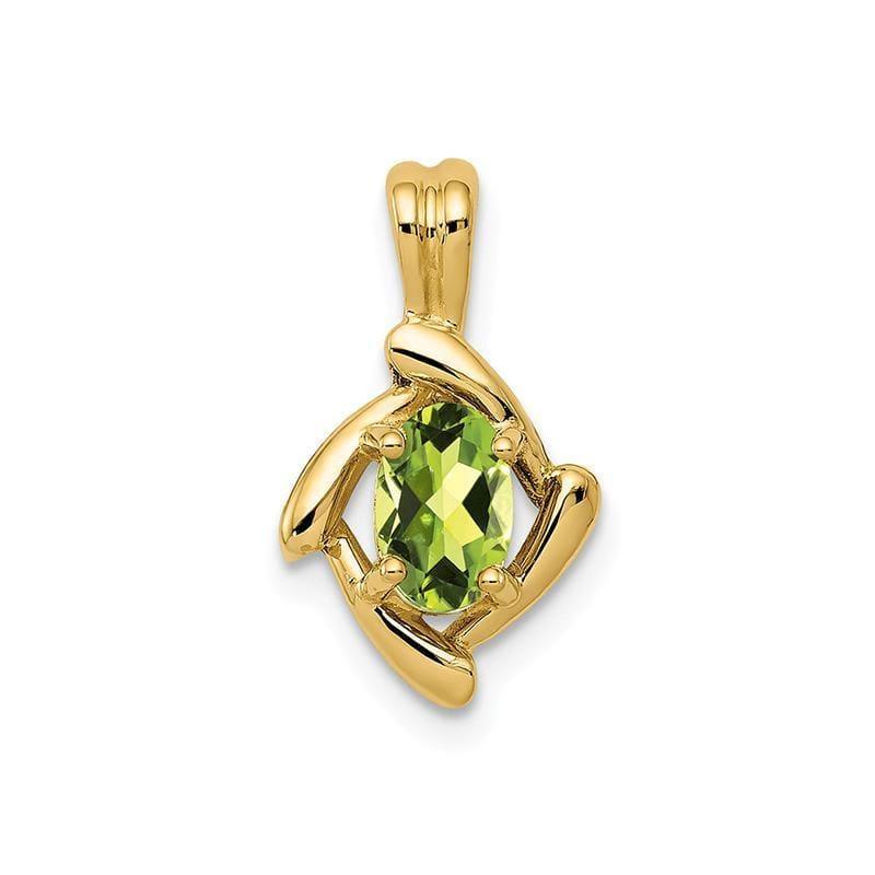 14k 6x4mm Oval Peridot Checker pendant - Seattle Gold Grillz