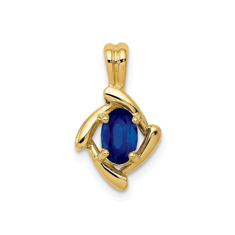 14k 6x4mm Oval Sapphire pendant - Seattle Gold Grillz