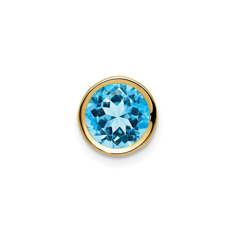 14k 7mm Blue Topaz Checker bezel pendant - Seattle Gold Grillz