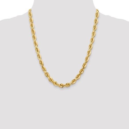 14k 7mm Diamond Cut Rope Chain - Seattle Gold Grillz
