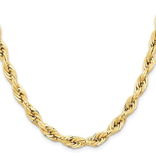 14k 7mm Semi-Solid Rope Chain - Seattle Gold Grillz