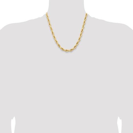 14k 7mm Semi-Solid Rope Chain - Seattle Gold Grillz