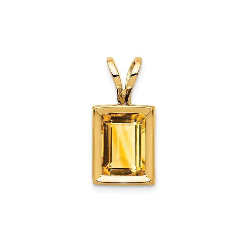 14k 7x5mm Emerald Cut Citrine bezel pendant - Seattle Gold Grillz