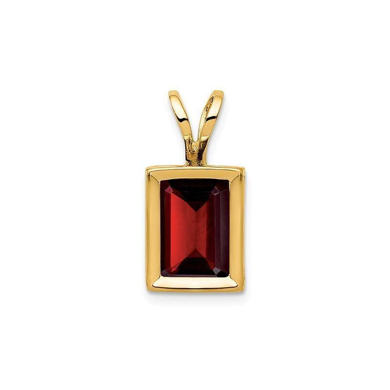 14k 7x5mm Emerald Cut Garnet bezel pendant - Seattle Gold Grillz