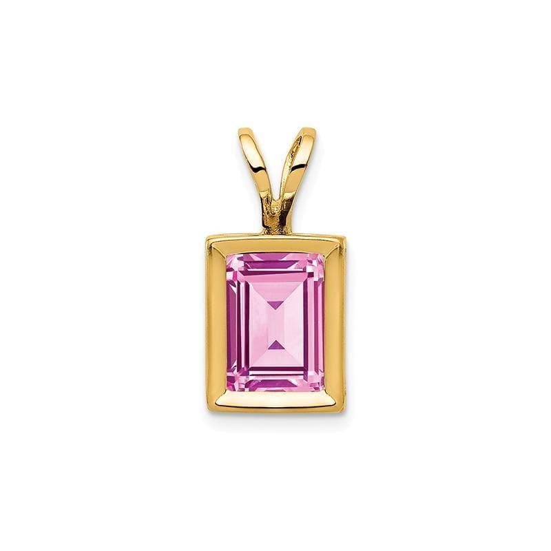 14k 7x5mm Emerald Cut Pink Tourmaline bezel pendant - Seattle Gold Grillz