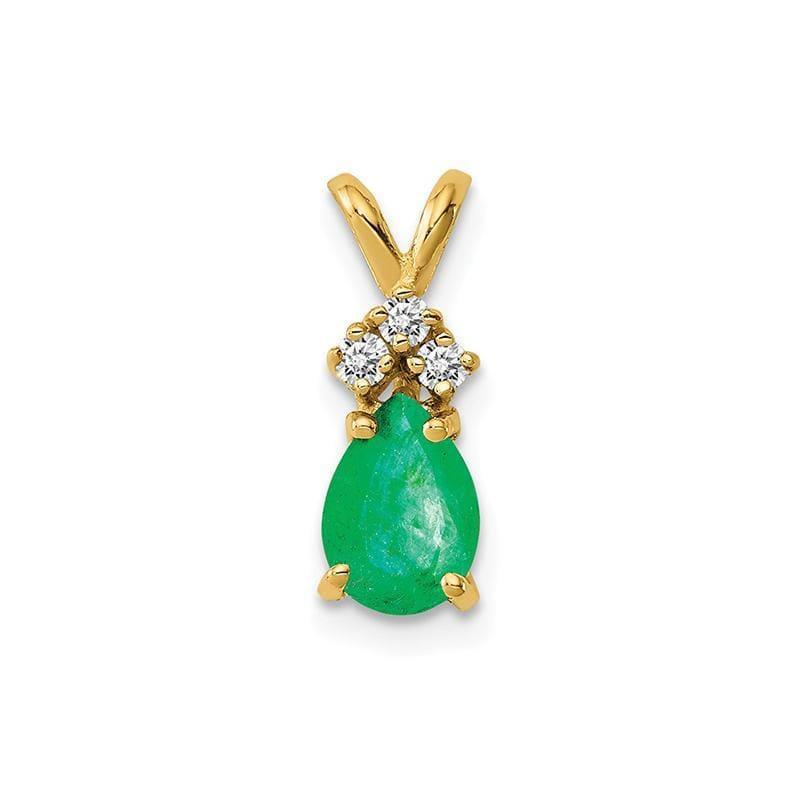 14k 7x5mm Pear Emerald A Diamond pendant - Seattle Gold Grillz