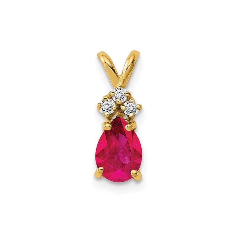 14k 7x5mm Pear Ruby VS Diamond pendant - Seattle Gold Grillz