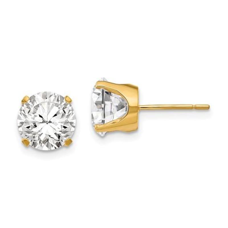14k 8mm CZ stud earrings - Seattle Gold Grillz