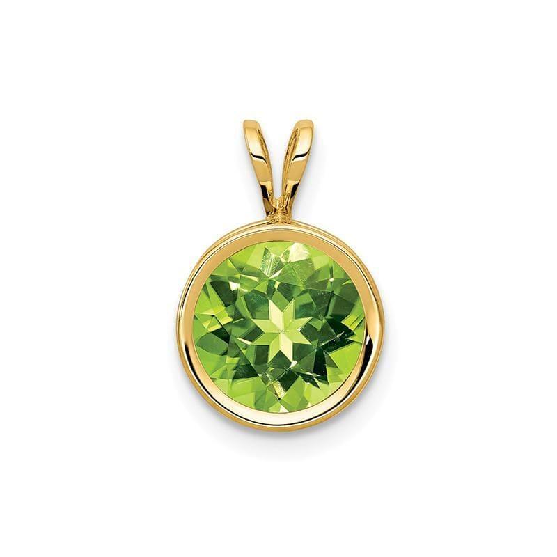 14k 8mm Peridot bezel pendant - Seattle Gold Grillz
