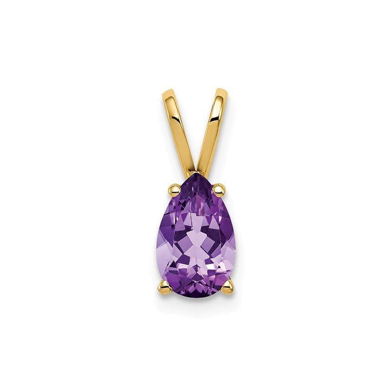14k 8x5mm Pear Amethyst Checker pendant - Seattle Gold Grillz