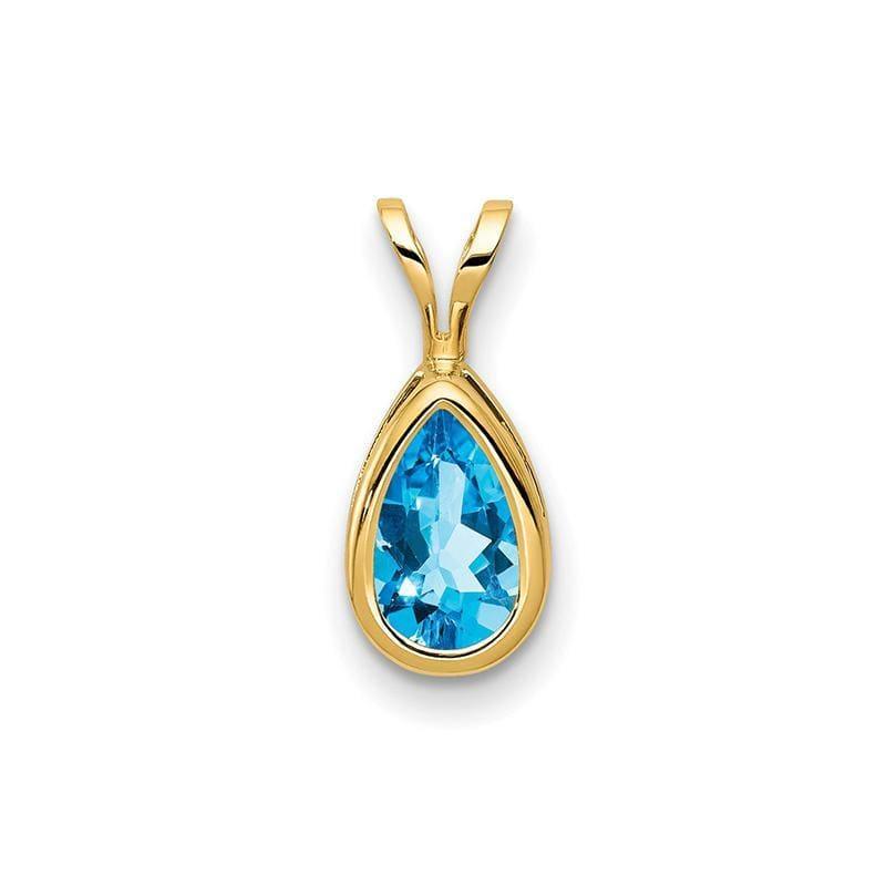 14k 8x5mm Pear Blue Topaz Checker bezel pendant - Seattle Gold Grillz