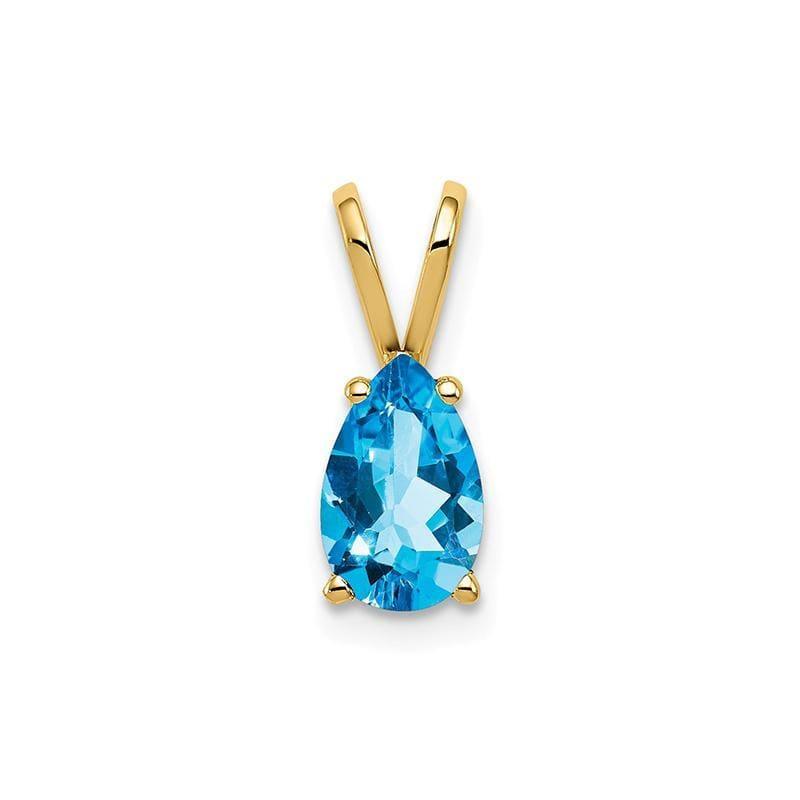 14k 8x5mm Pear Blue Topaz Checker pendant - Seattle Gold Grillz