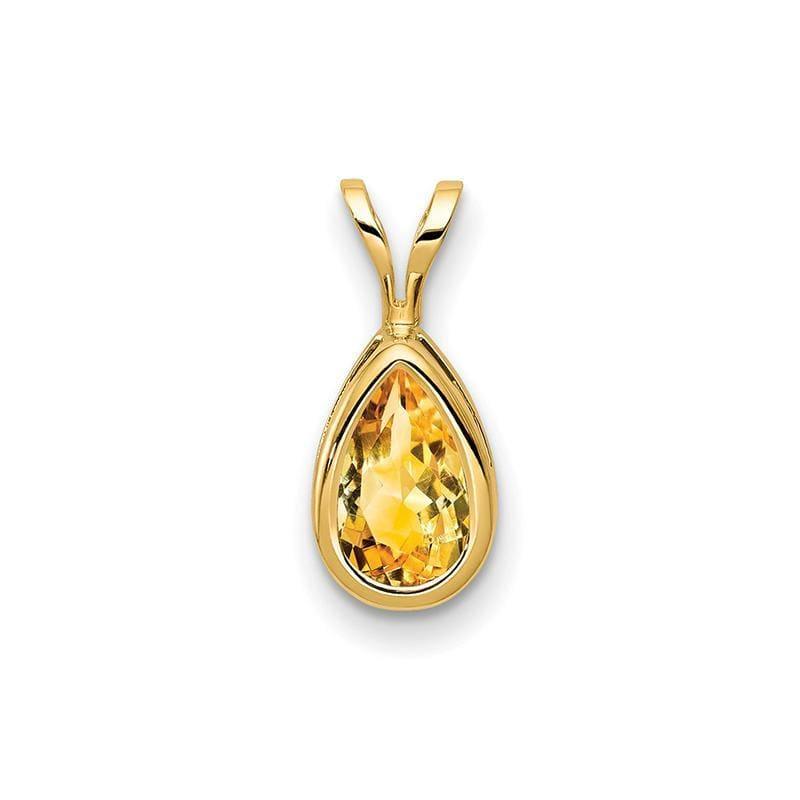 14k 8x5mm Pear Citrine bezel pendant - Seattle Gold Grillz