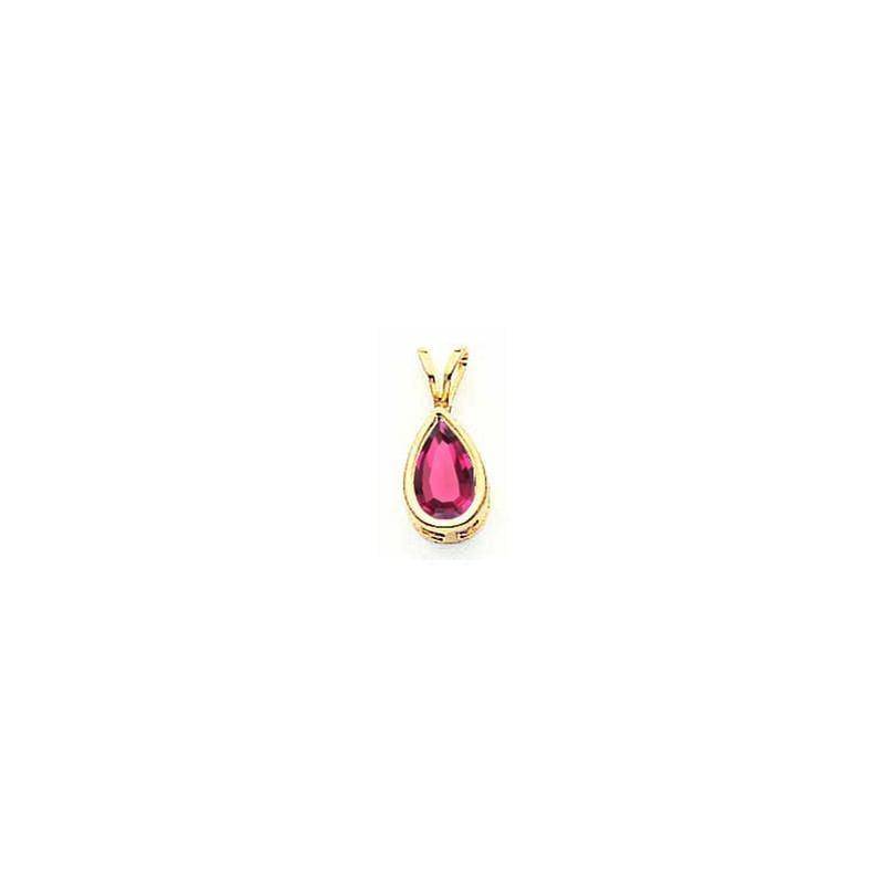 14k 8x5mm Pear Rhodolite Garnet bezel pendant - Seattle Gold Grillz