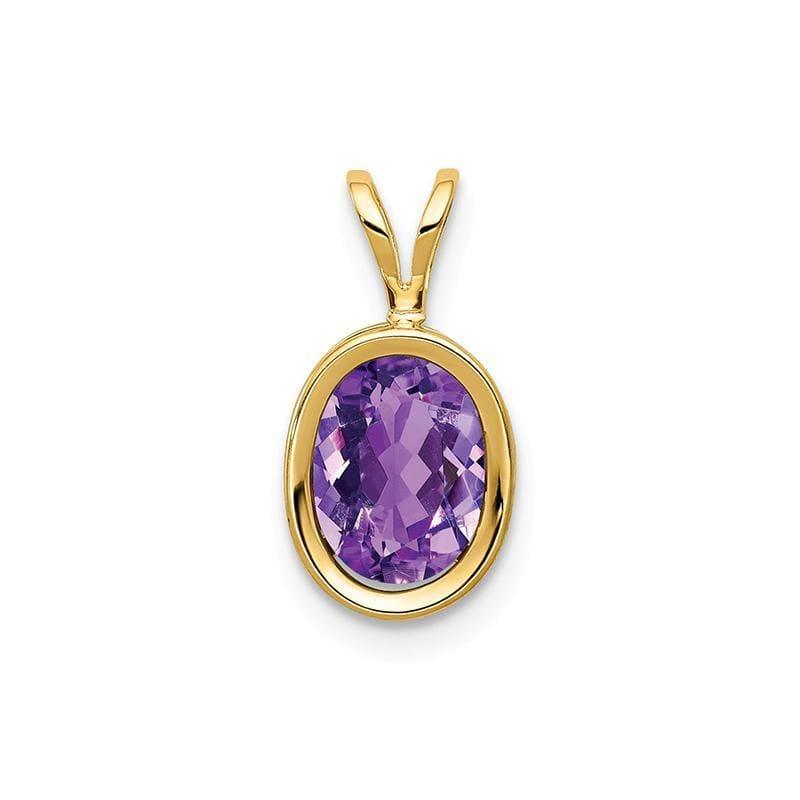 14k 8x6mm Oval Amethyst Checker bezel pendant - Seattle Gold Grillz