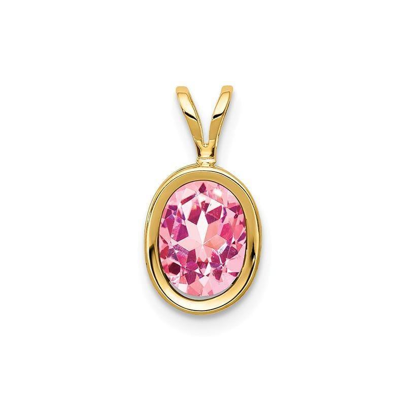 14k 8x6mm Oval Pink Tourmaline bezel pendant - Seattle Gold Grillz