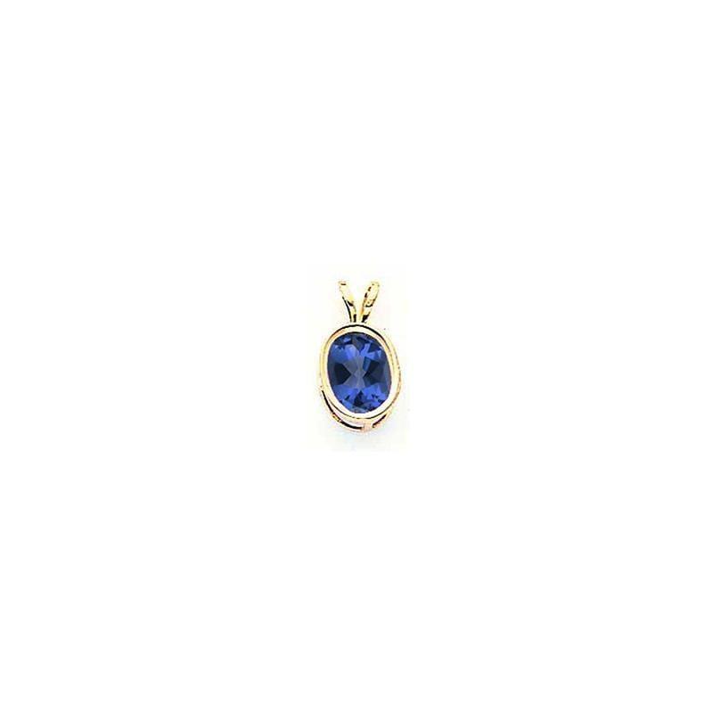 14k 8x6mm Oval Sapphire bezel pendant - Seattle Gold Grillz