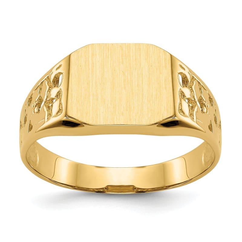 14k 9.0x10.5mm Open Back Men's Signet Ring - Seattle Gold Grillz
