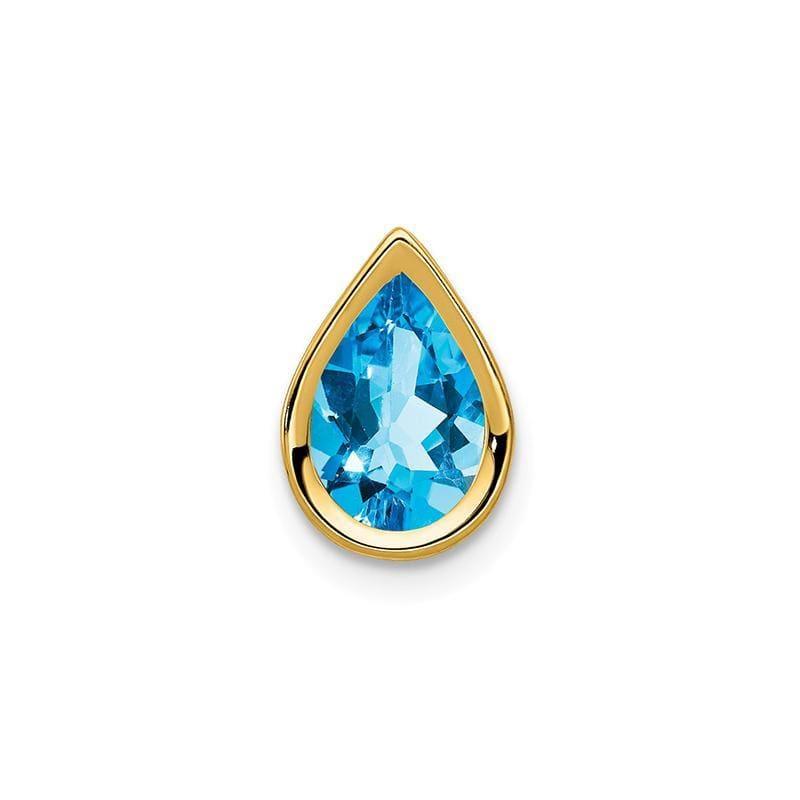 14k 9x6mm Pear Blue Topaz bezel pendant - Seattle Gold Grillz