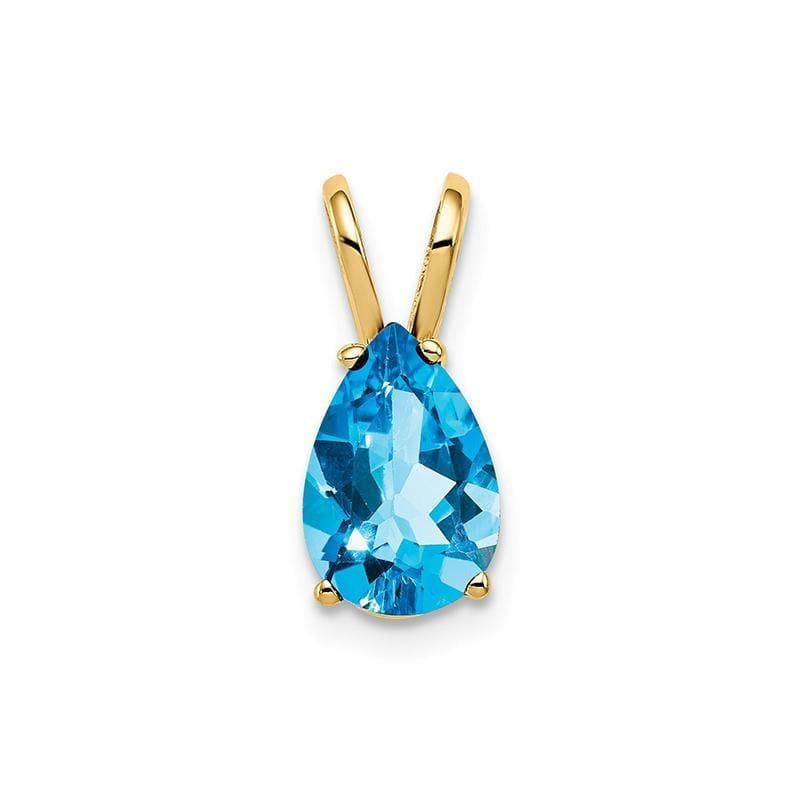 14k 9x6mm Pear Blue Topaz Checker pendant - Seattle Gold Grillz