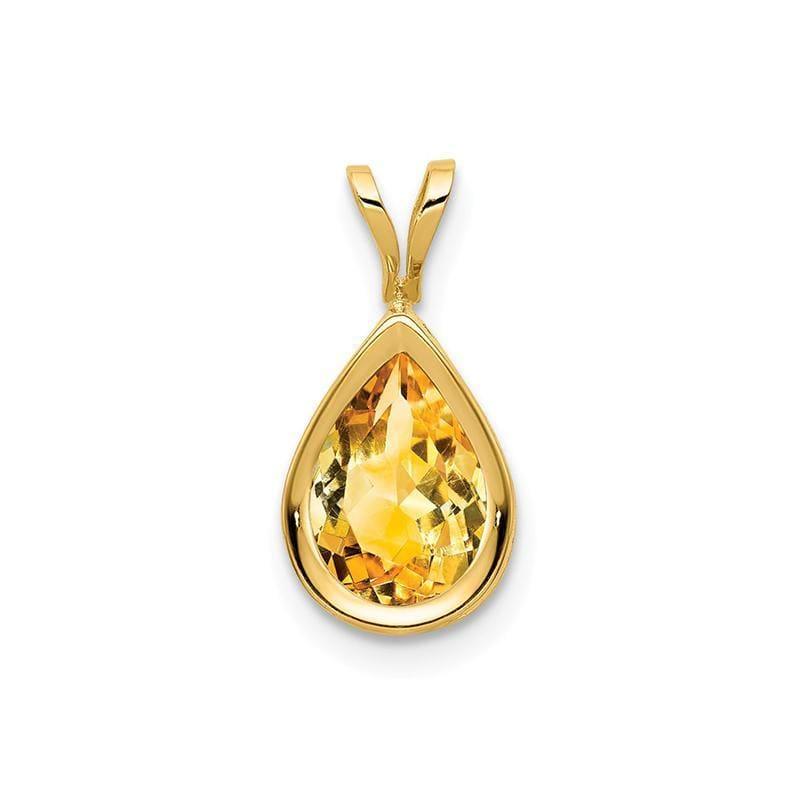 14k 9x6mm Pear Citrine Checker bezel pendant - Seattle Gold Grillz