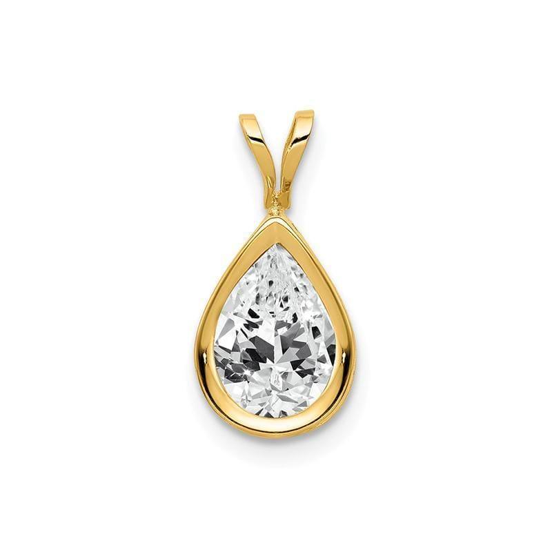 14k 9x6mm Pear Cubic Zirconia bezel pendant - Seattle Gold Grillz
