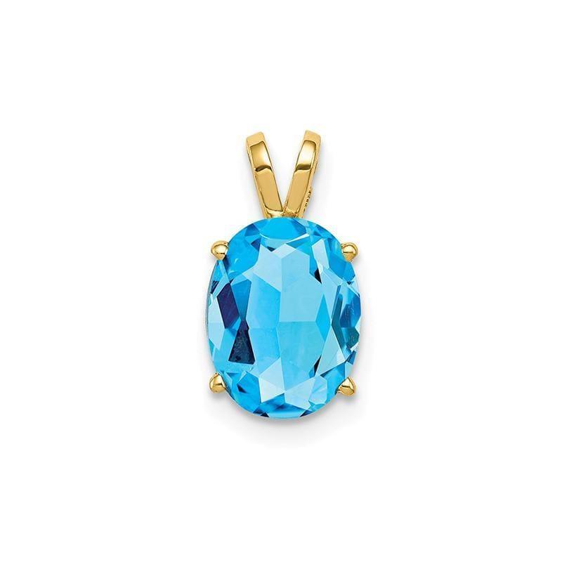 14k 9x7mm Oval Blue Topaz pendant - Seattle Gold Grillz