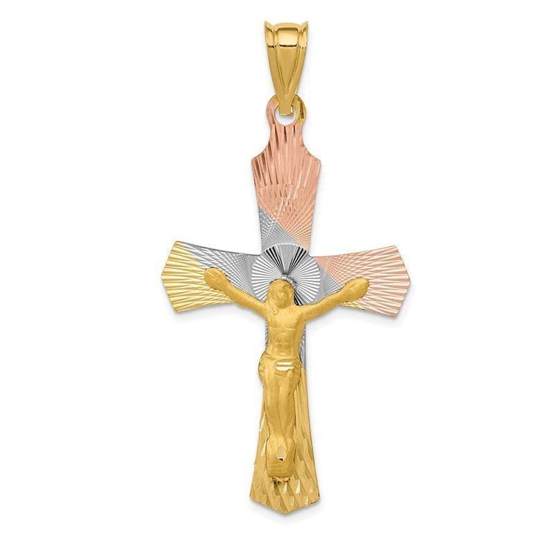 14k and Rhodium Crucifix Cross Pendant - Seattle Gold Grillz