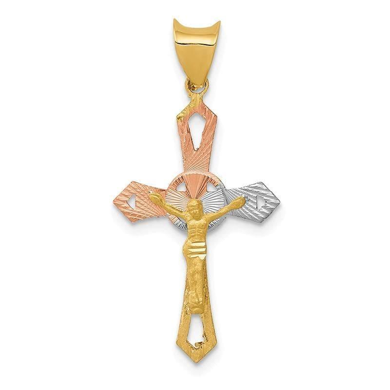 14k and Rhodium Crucifix Cross Pendant - Seattle Gold Grillz