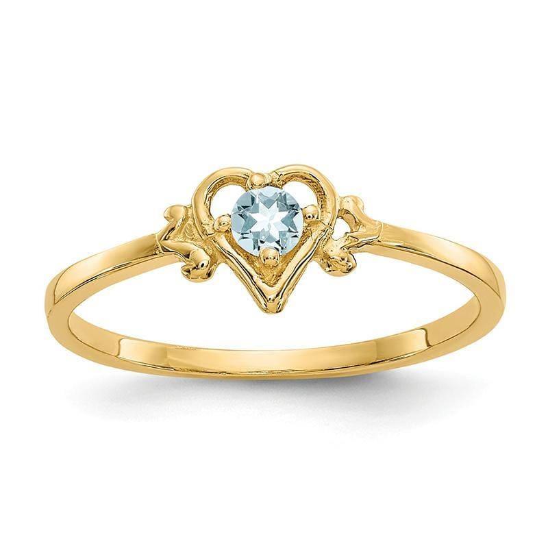 14K Aquamarine Birthstone Heart Ring - Seattle Gold Grillz