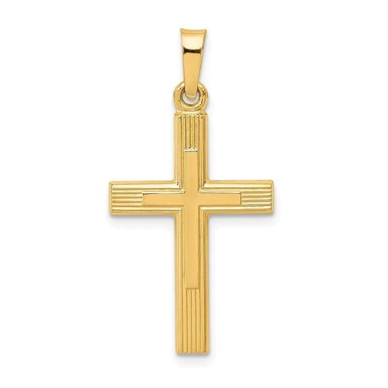 14k Brushed and Polished Latin Cross Pendant - Seattle Gold Grillz