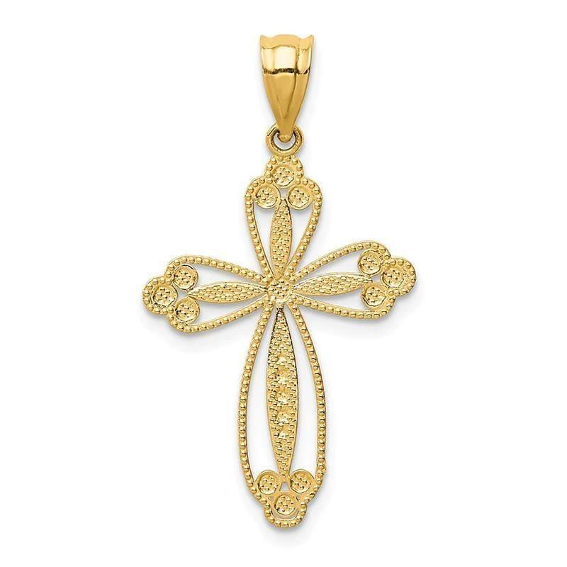 14K Budded Cross Pendant. Weight: 0.85, Length: 32, Width: 18 - Seattle Gold Grillz