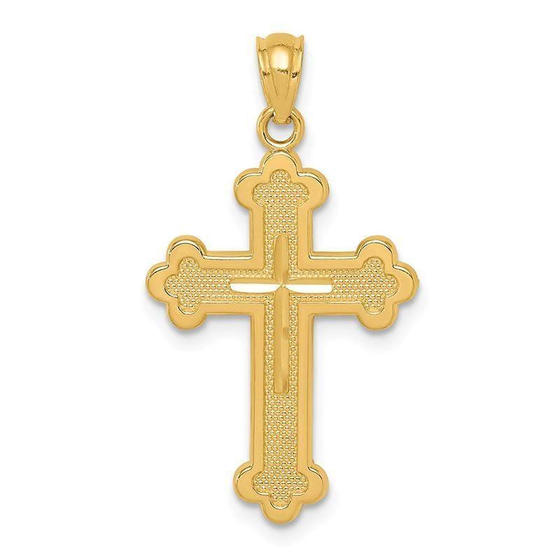 14k Budded Cross Pendant. Weight: 0.95, Length: 30, Width: 17 - Seattle Gold Grillz