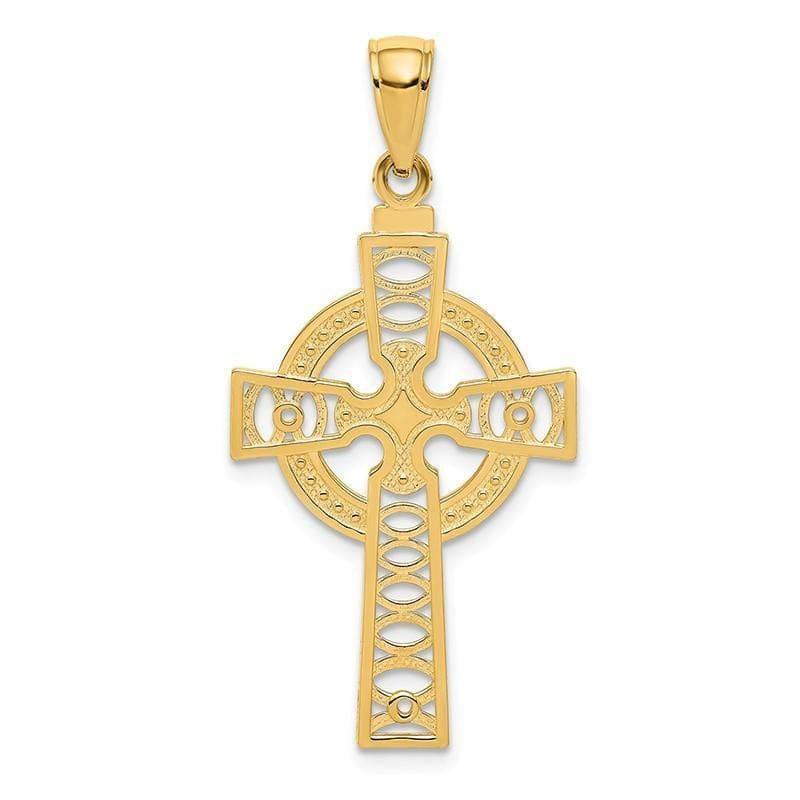 14K Celtic Cross w-Eternity Circle Pendant. Weight: 1.26, Length: 36, Width: 18 - Seattle Gold Grillz