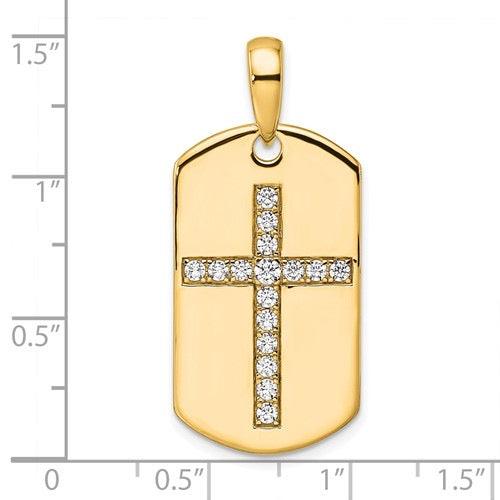 14K Center Cross Dog Tag Pendant - Seattle Gold Grillz
