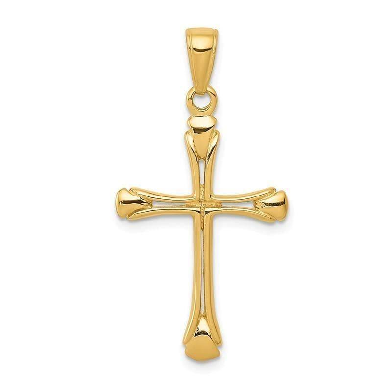 14K Cross with Triangle Tips Pendant. Weight: 1.37, Length: 33, Width: 17 - Seattle Gold Grillz