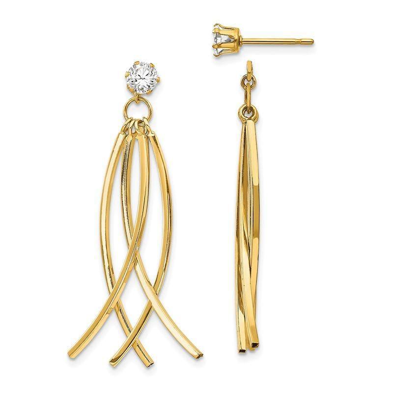 14k Curved Stick Jacket w-CZ Stud Earrings - Seattle Gold Grillz