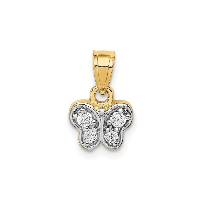 14k CZ Butterfly Pendant - Seattle Gold Grillz
