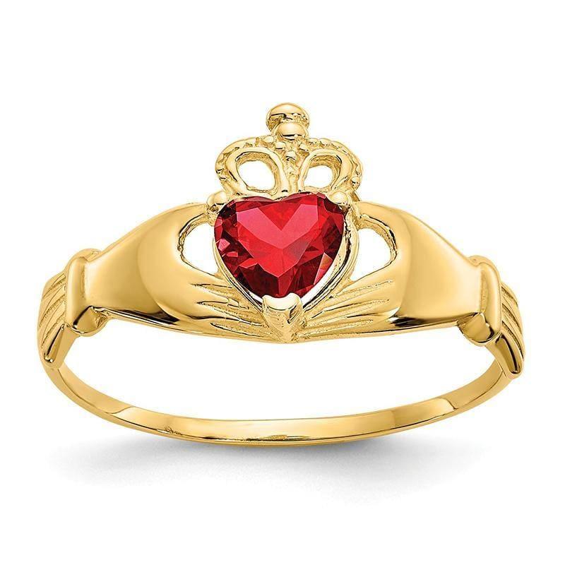 14k CZ January Birthstone Claddagh Heart Ring - Seattle Gold Grillz