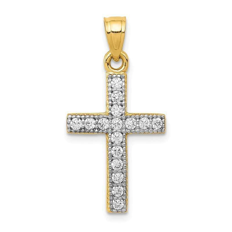 14k CZ Latin Cross Pendant - Seattle Gold Grillz