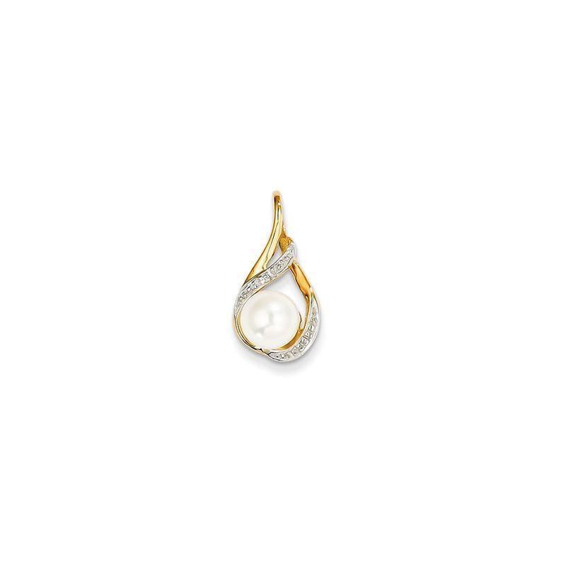 14k Diamond and 7-8mm Round FW Cultured Pearl Pendant - Seattle Gold Grillz