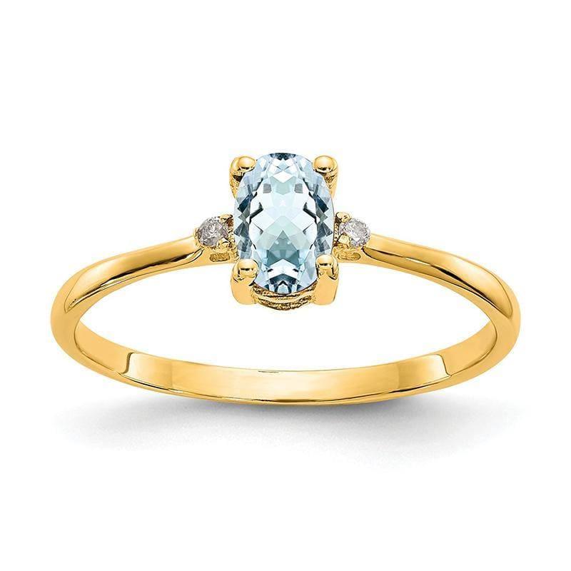 14k Diamond & Aquamarine Birthstone Ring - Seattle Gold Grillz