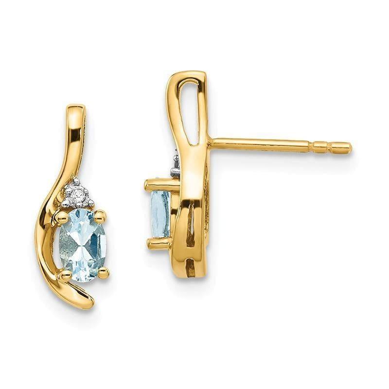 14K Diamond & Aquamarine Earrings - Seattle Gold Grillz