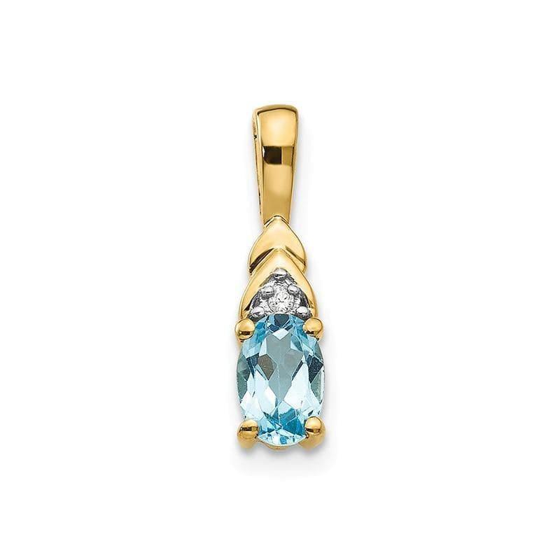 14K Diamond & Blue Topaz Pendant - Seattle Gold Grillz
