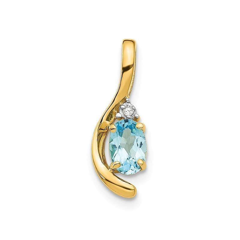 14K Diamond & Blue Topaz Pendant - Seattle Gold Grillz