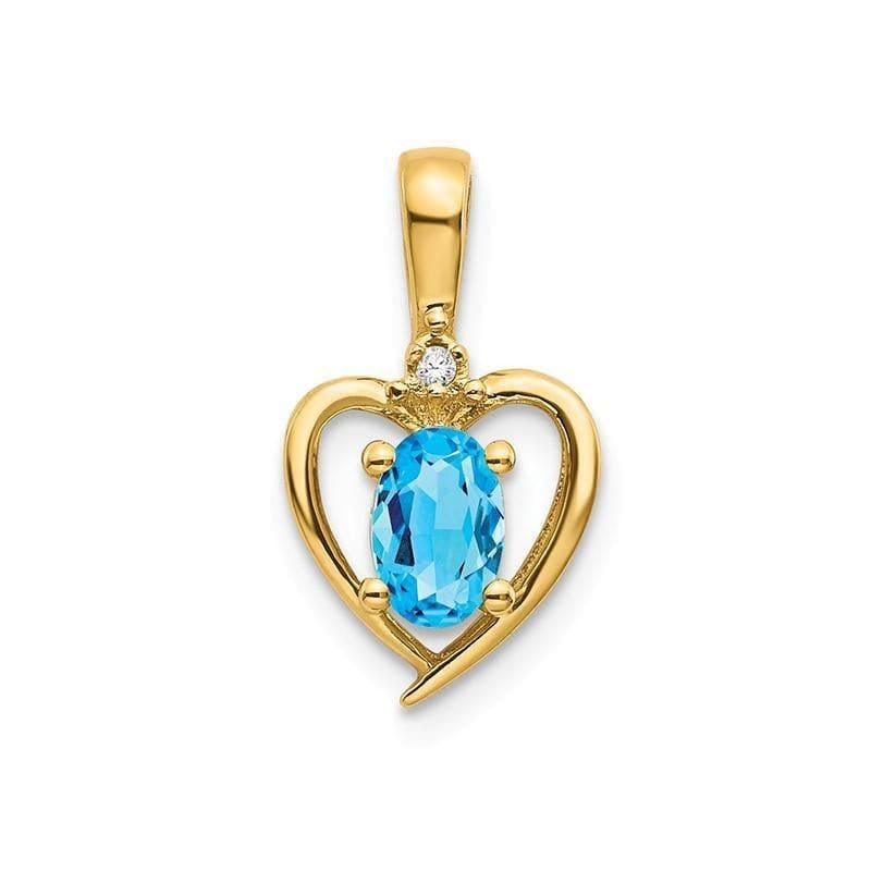 14K Diamond & Blue Topaz Pendant - Seattle Gold Grillz