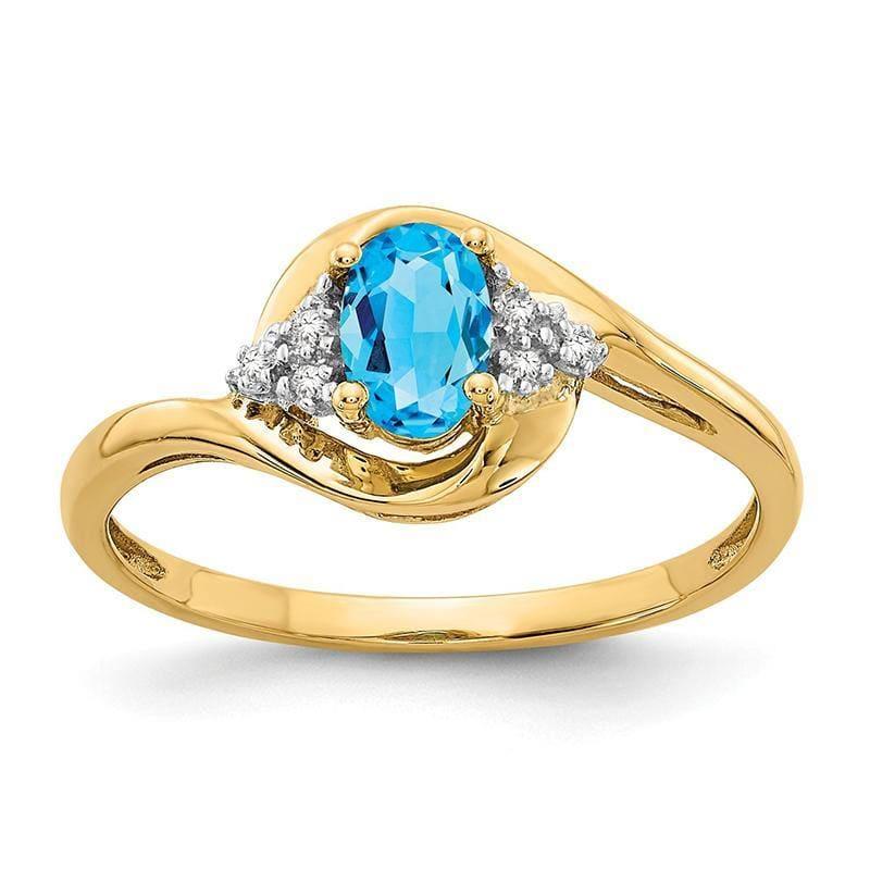 14K Diamond & Blue Topaz Ring C - Seattle Gold Grillz